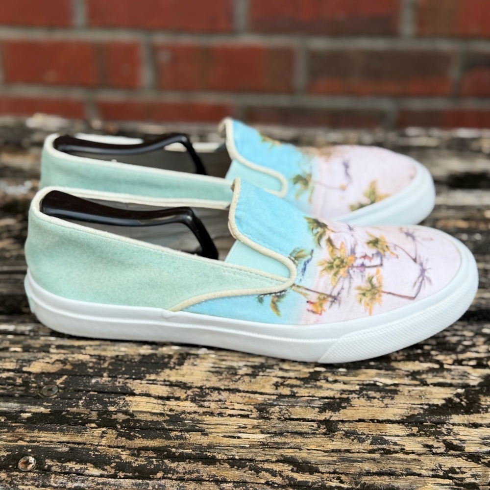 Sperry Gray Malin Beach Theme Slip-On Men's Sz 8 Canvas & Suede Sneaker  T8 - Picture 14 of 14